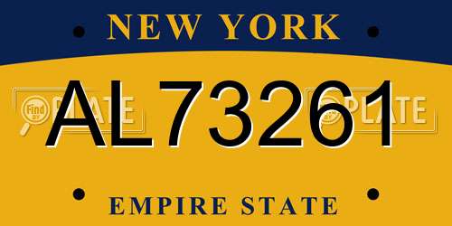 AL73261 New York License Plate