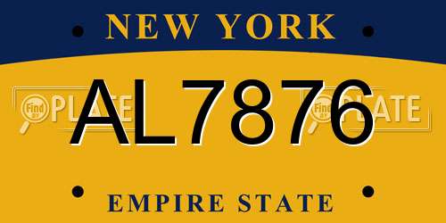 AL7876 New York License Plate