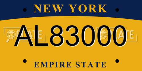 AL83000 New York License Plate