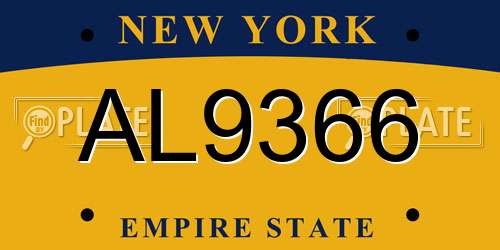 AL9366 New York License Plate