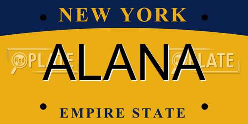 ALANA New York License Plate