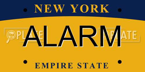 ALARM New York License Plate