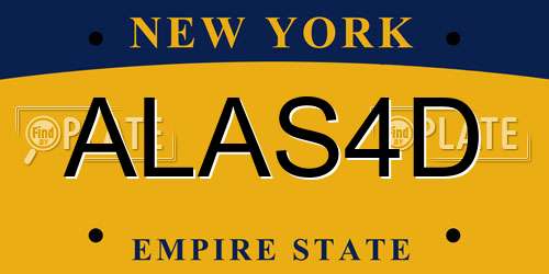 ALAS4D New York License Plate
