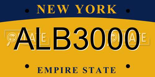 ALB3000 New York License Plate