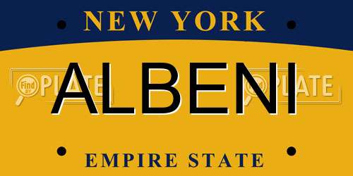 ALBENI New York License Plate