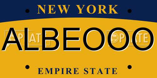 ALBEOOO New York License Plate