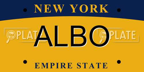ALBO New York License Plate