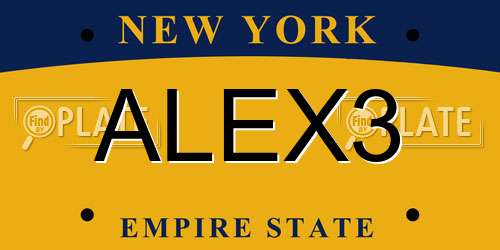 ALEX3 New York License Plate