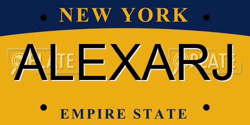 ALEXARJ New York License Plate
