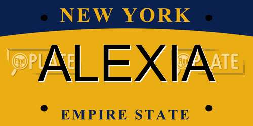 ALEXIA New York License Plate
