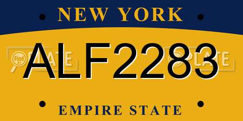 ALF2283 New York License Plate