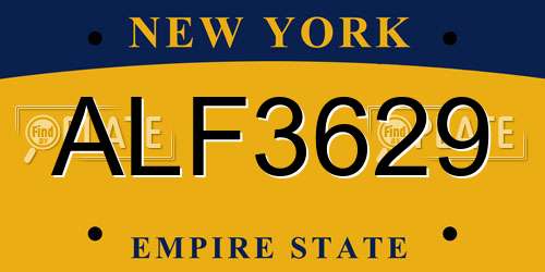 ALF3629 New York License Plate