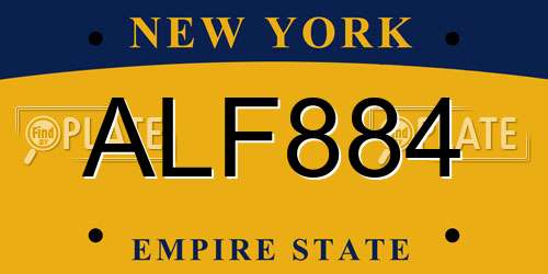 ALF884 New York License Plate