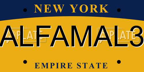 ALFAMAL3 New York License Plate