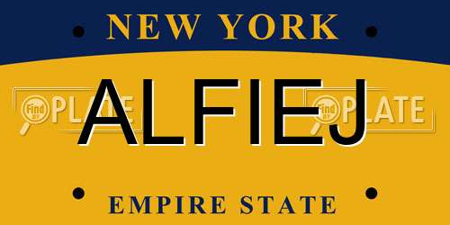 ALFIEJ New York License Plate