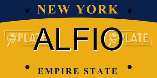ALFIO New York License Plate