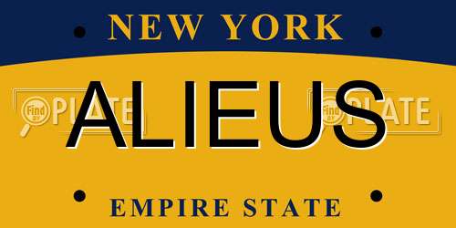 ALIEUS New York License Plate