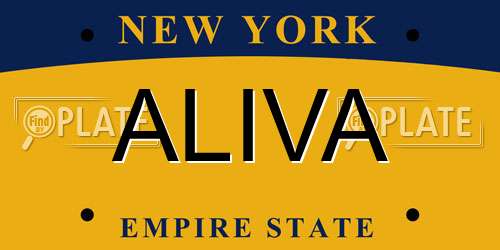 ALIVA New York License Plate