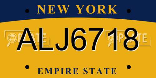 ALJ6718 New York License Plate