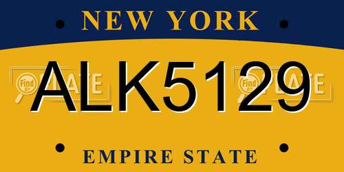 ALK5129 New York License Plate