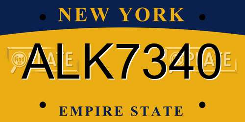 ALK7340 New York License Plate