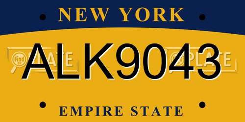 ALK9043 New York License Plate