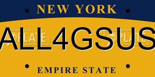 ALL4GSUS New York License Plate