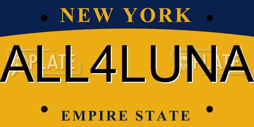 ALL4LUNA New York License Plate
