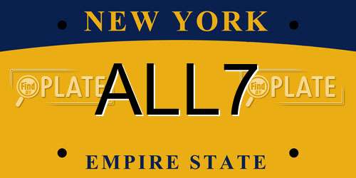 ALL7 New York License Plate