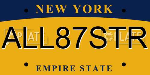 ALL87STR New York License Plate