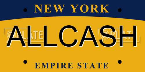 ALLCASH New York License Plate