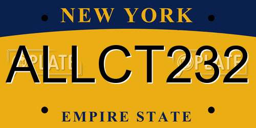 ALLCT232 New York License Plate