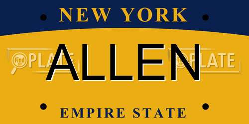 ALLEN New York License Plate