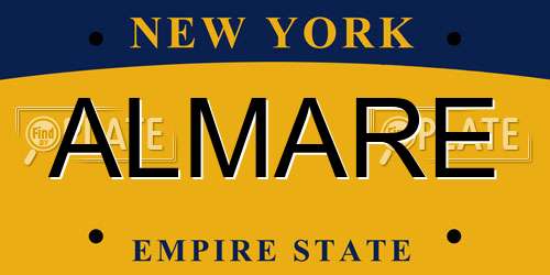 ALMARE New York License Plate