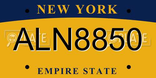 ALN8850 New York License Plate