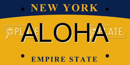 ALOHA New York License Plate