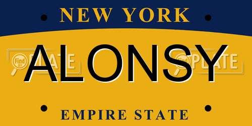 ALONSY New York License Plate