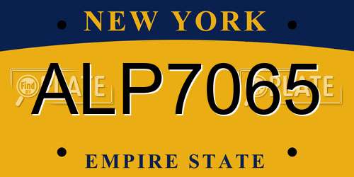 ALP7065 New York License Plate