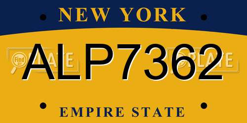 ALP7362 New York License Plate
