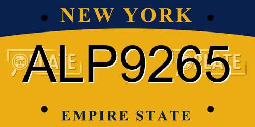 ALP9265 New York License Plate
