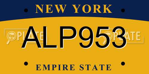 ALP953 New York License Plate