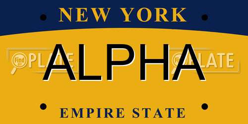 ALPHA New York License Plate