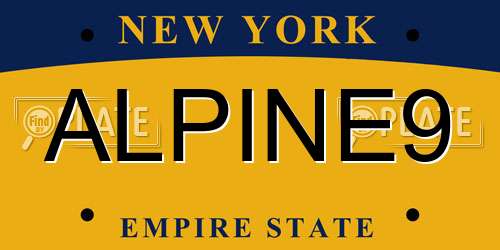 ALPINE9 New York License Plate
