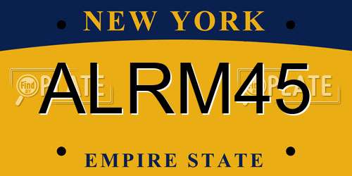 ALRM45 New York License Plate