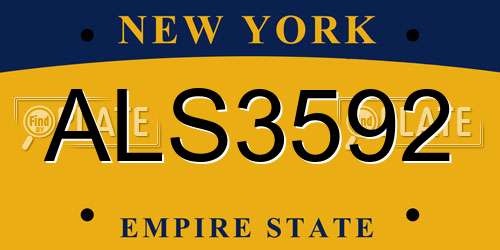 ALS3592 New York License Plate