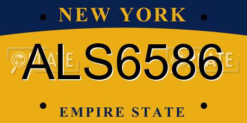 ALS6586 New York License Plate