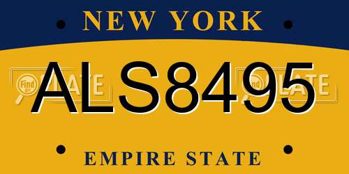 ALS8495 New York License Plate