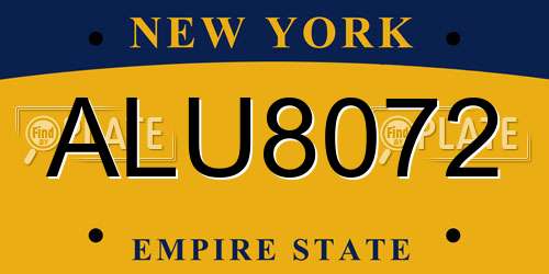 ALU8072 New York License Plate