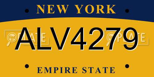 ALV4279 New York License Plate