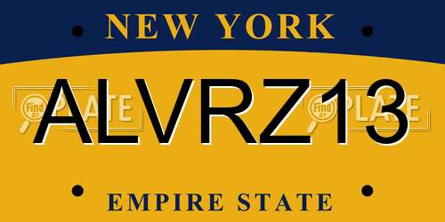 ALVRZ13 New York License Plate